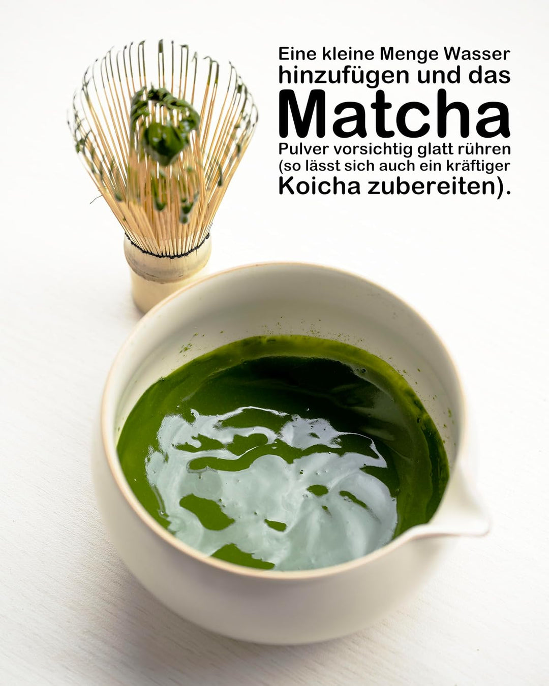 Traditionelles Matcha Set 5-teilig – Matcha-Schale 500ml, Bambusbesen, Besenhalter, Löffel &amp; Sieb –