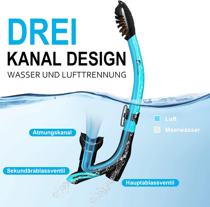Dorlle Schnorchelset, Neu Verbesserte Panorama Schnorchelmaske, wasserdichte Tauchmaske Anti-Fog Ant