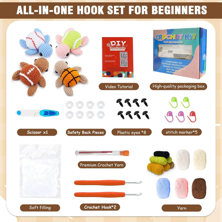 BOYIFEIJIE Häkeln für Anfänger Set – Häkelset Tiere, Amigurumi Anleitung mit Schritt-für-Schritt-Vid