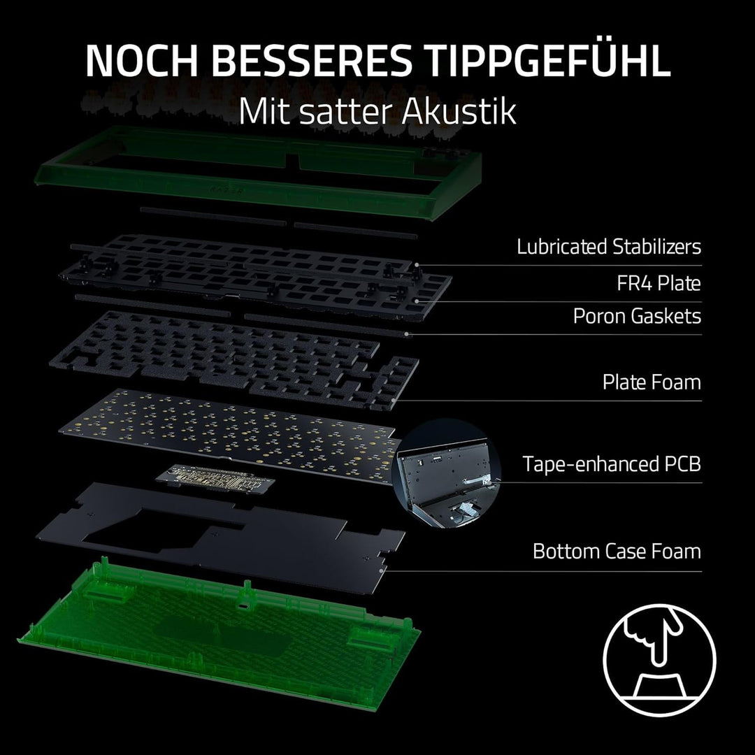 Razer BlackWidow V4 75% Phantom Green Edition - Hot-swap-fähige mechanische Gaming-Tastatur (Orange