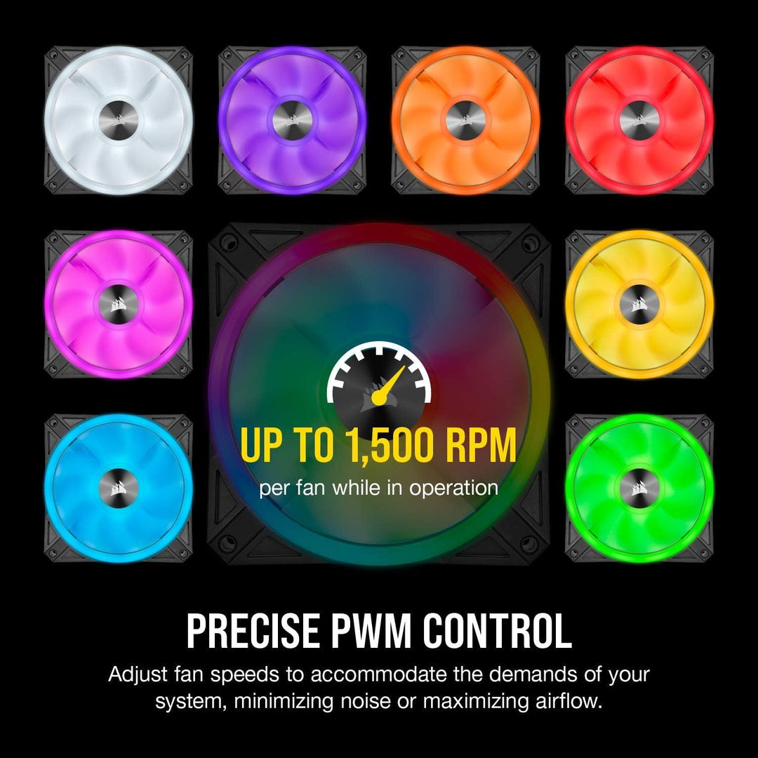 Corsair iCUE QL120 RGB, 120-mm-LED-PWM-Lüfter (für Desktop, 68 Einzeln Ansteuerbare, Schwindigkeiten