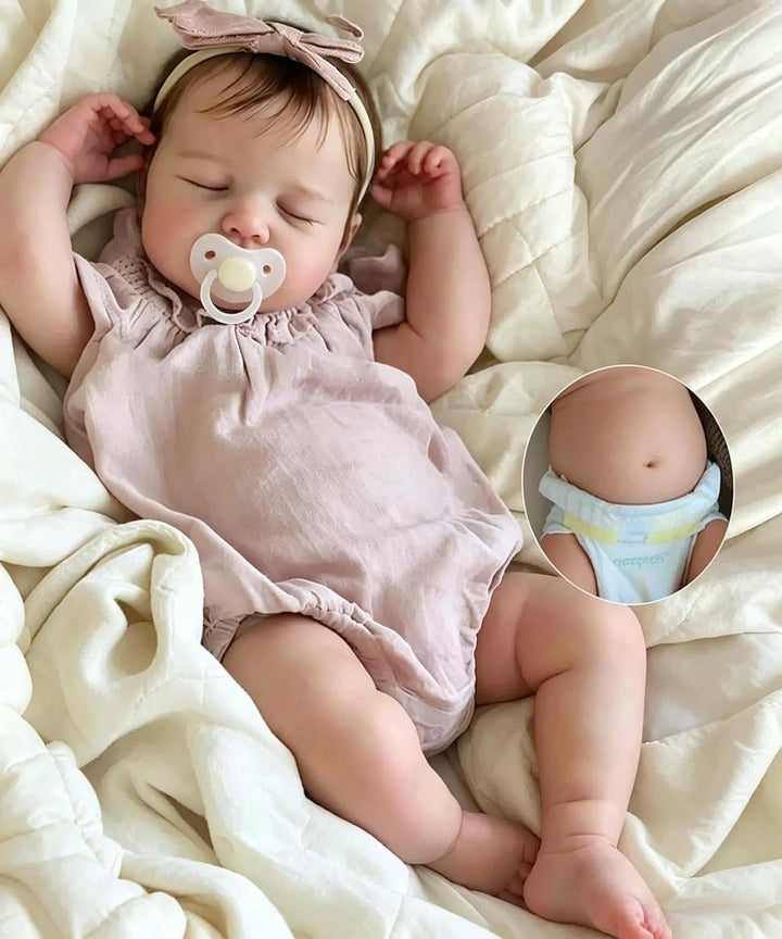Zero pam Lebensecht Reborn Baby Mädchen Vollsilikon Puppe, 45 cm Reborn Babypuppe Wie Echtes Baby, V