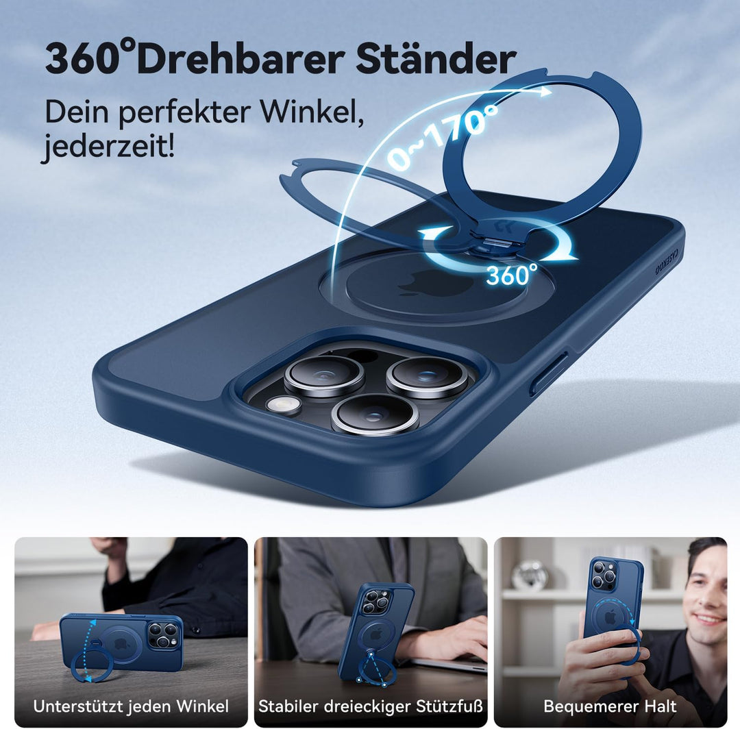 CASEKOO 360° MagicStand (Pro-Version) für iPhone 13 Pro Hülle für MagSafe [Unsichtbarer Ständer] [Mi