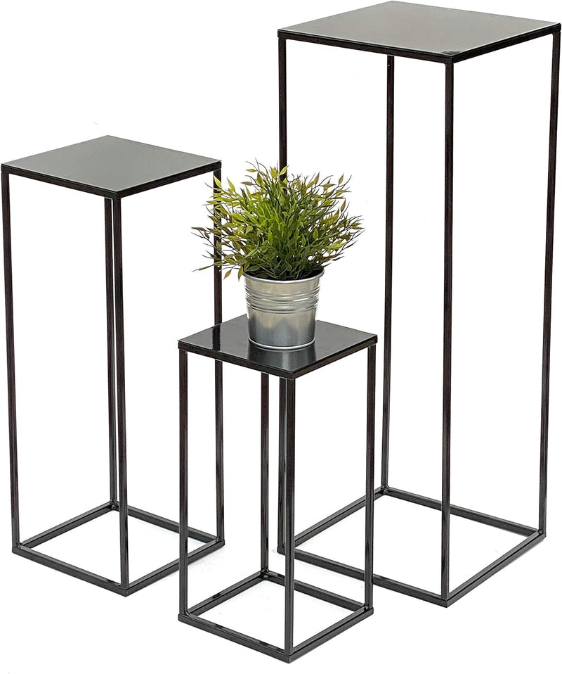 DanDiBo Blumenhocker Metall Schwarz Eckig 3er Set Blumenständer Beistelltisch 434 Blumensäule Modern