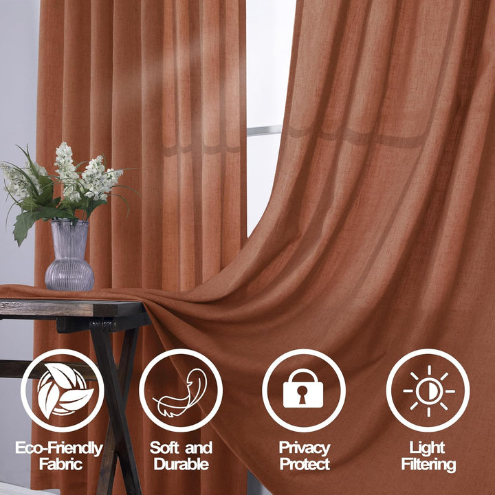 Cortinas para Salas Modernas Bohemian-Vorhänge für Wohnzimmer, mit Rückenlasche, Boho-Stil, Leinen,