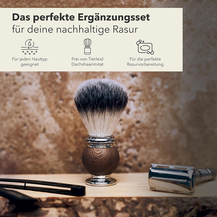 Störtebekker® Premium Rasierpinsel - edler Pinsel aus Dachshaar Imitat - erzeugt ergiebigen Schaum -