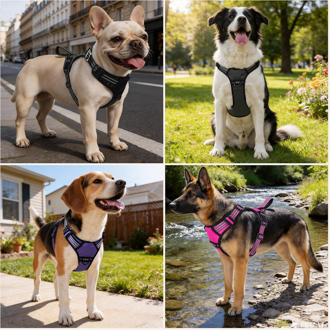 Hundegeschirr für Kleine Mittelgrosse Grosse Hunde, Anti Zug Geschirr Hund, No Pull Verstellbar Refl