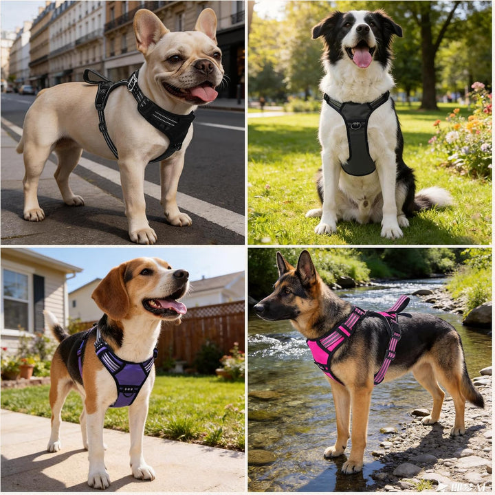Hundegeschirr für Kleine Mittelgrosse Grosse Hunde, Anti Zug Geschirr Hund, No Pull Verstellbar Refl