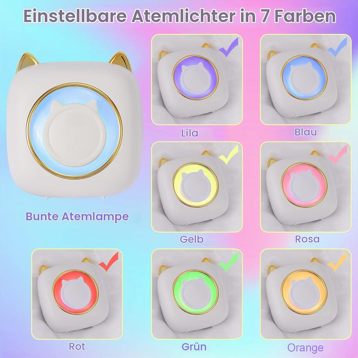 GuKKK Mini Drucker, Mobiler Fotodrucker, Tragbarer Mini Fotodrucker mit 7 Farben LED, Wireless Fotod