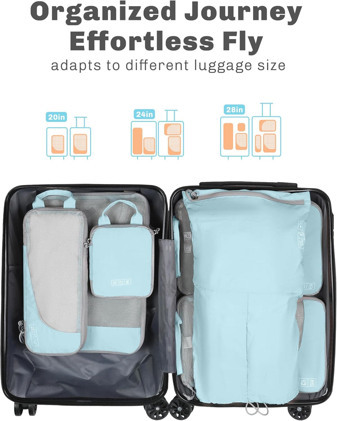 Hynes Eagle Koffer Organizer Packing Cubes Compression 6 Stück, Wasserdicht Packwürfel Organizer Set