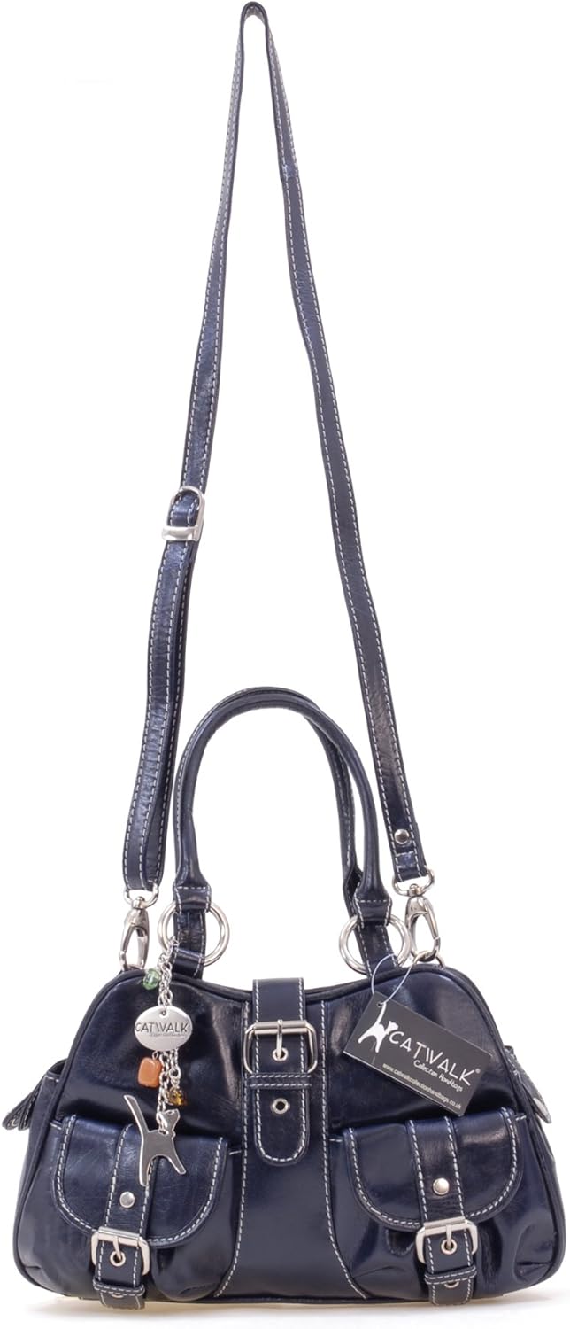 Catwalk Collection Handbags - Leder - Umhängetasche/Henkeltasche - Handtasche mit Schultergurt/Schul