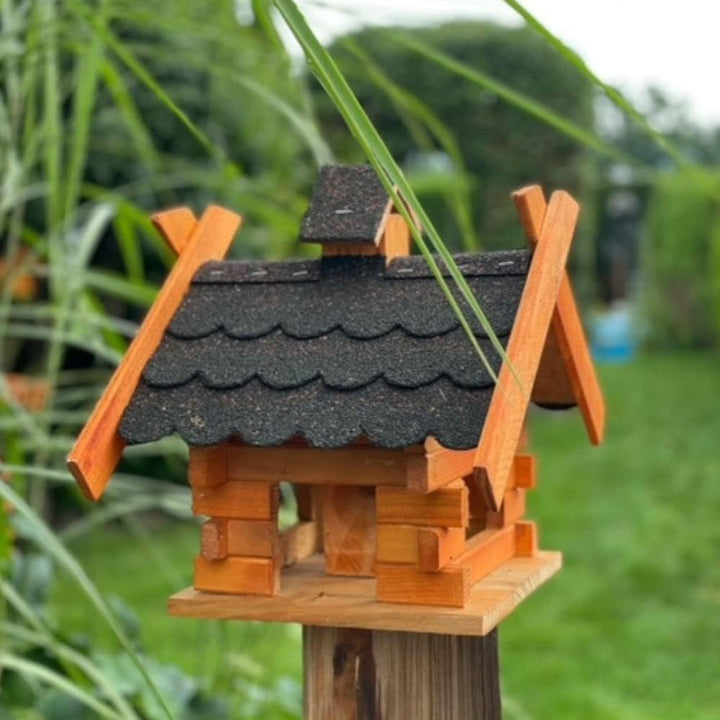 Rechteckiges Vogelhaus M - XL wetterfest aus Holz Vogel Futterstelle Haus mit und ohne Ständer (Grös