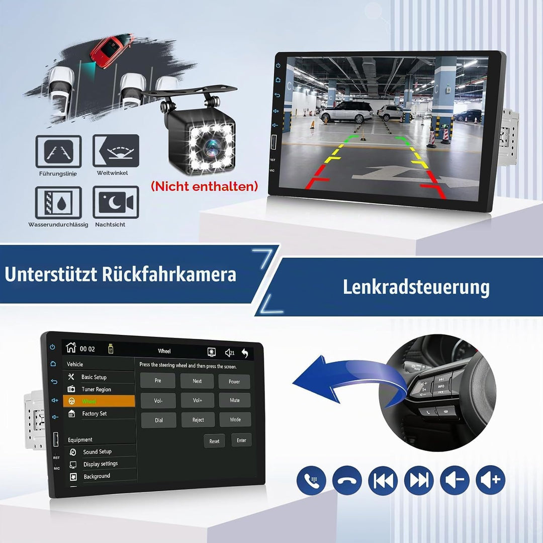 CAMECHO 1 DIN Radio mit Carplay Wireless Android Auto, Autoradio mit 9 Zoll Bildschirm,Bluetooth Fre