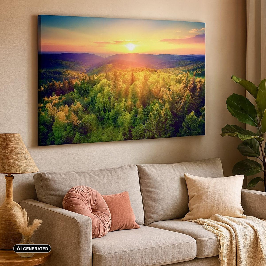 ARTTOR Bilder auf Leinwand 100x70cm Leinwandbild mit Rahmen Berge Natur Gross Wanddeko Bild Schlafzi
