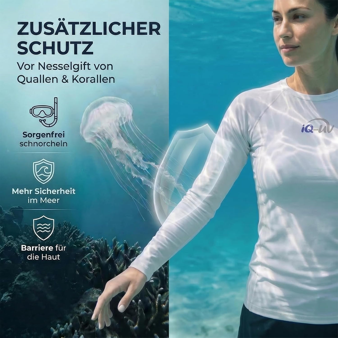 iQ-UV Sportshirt Damen Langarm – Elastisches UV Shirt für Damen für Wasser & Sport – Rash Guard mit