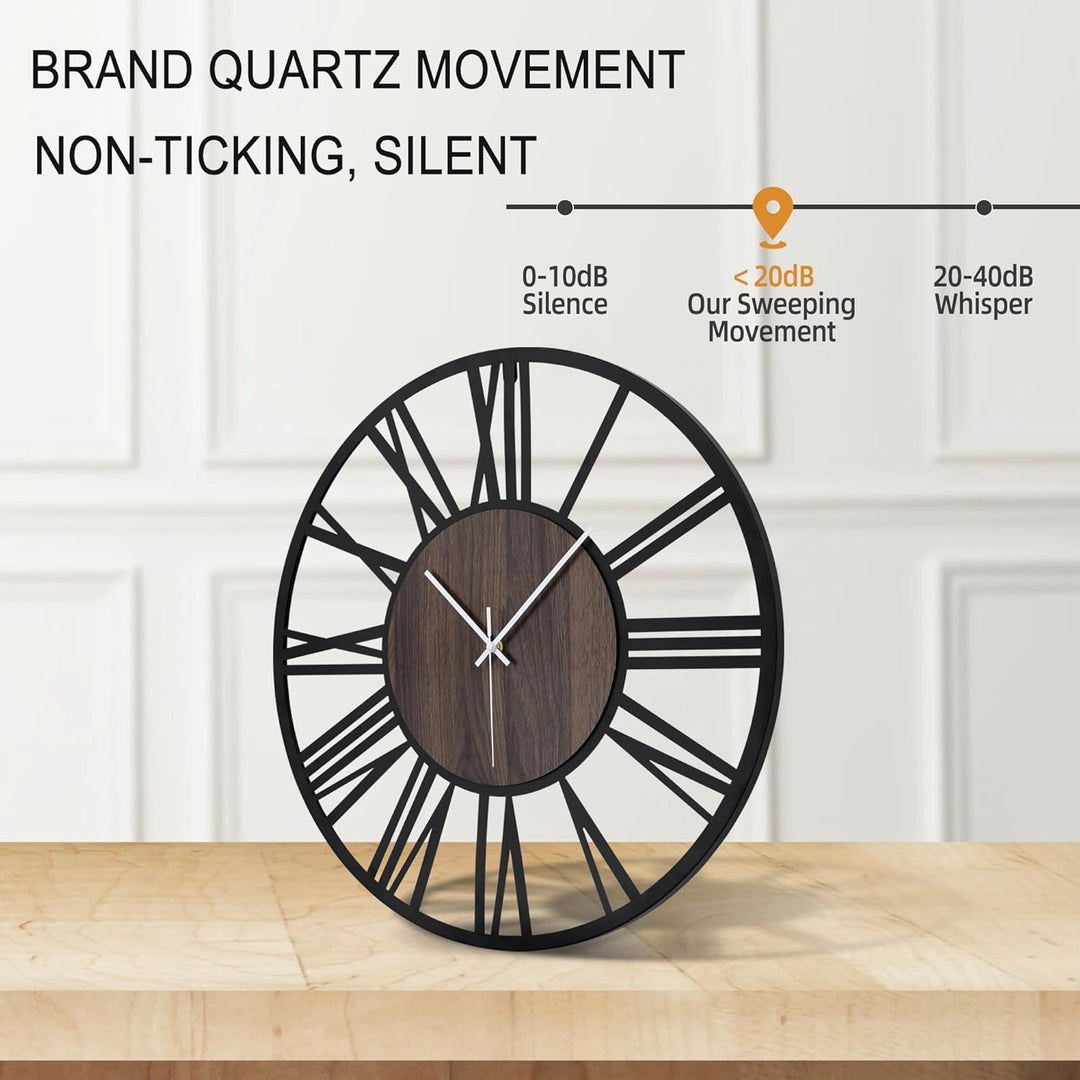 Grosse Wanduhr Tickgeräusche, 40CM/16 Zoll Lautlos, Geräuschlose, Batteriebetrieben, Modern, Übergro