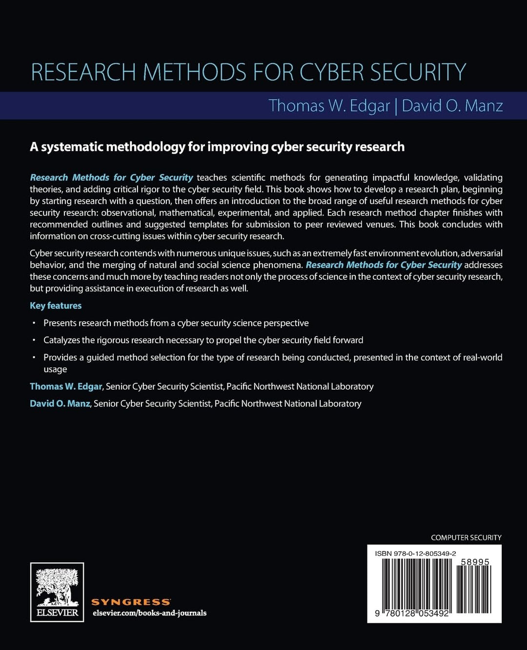 Research Methods for Cyber Security, Taschenbuch