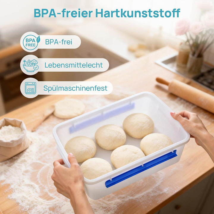 Vtopmart 2er Set Pizzaballenbox,Gärbox mit Deckel 40x30x8cm, BPA-frei Box | Stapelbare Teigbox für P