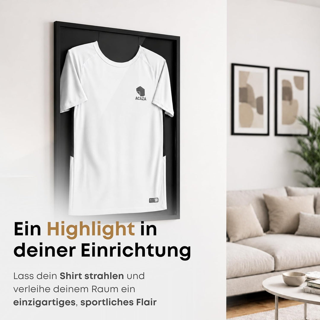 ACAZA Trikotrahmen 70 x 90cm XL Gross, 3D Bilderrahmen tief zum befüllen mit Fussball-, Eishockey-,