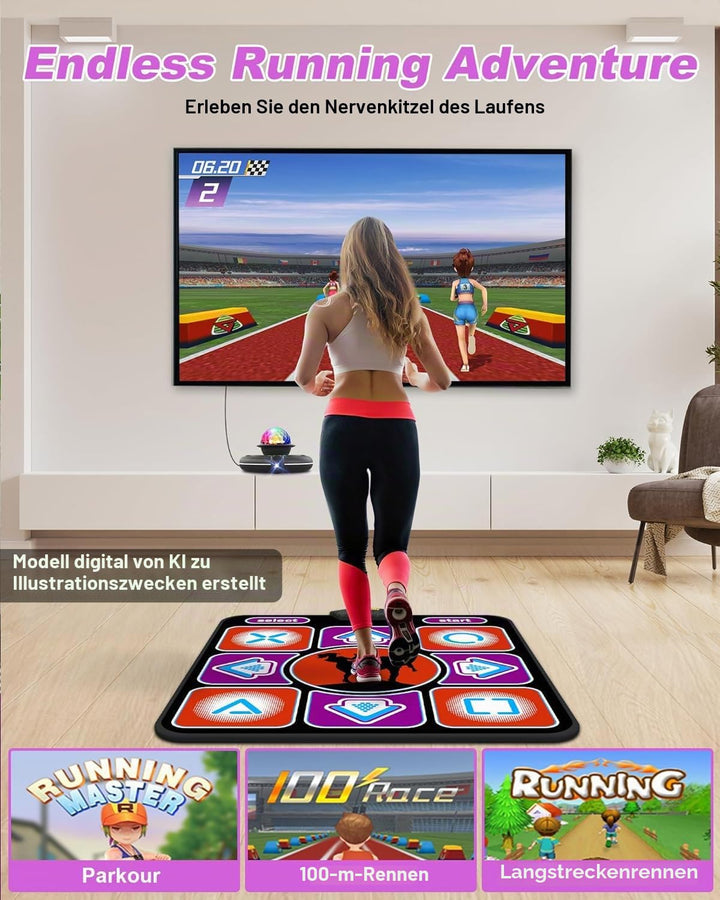 Kinder Tanzmatte mit kabellosem Controller, rutschfestes Tanzmatte für TV mit Kamera, Spass Tanzspie