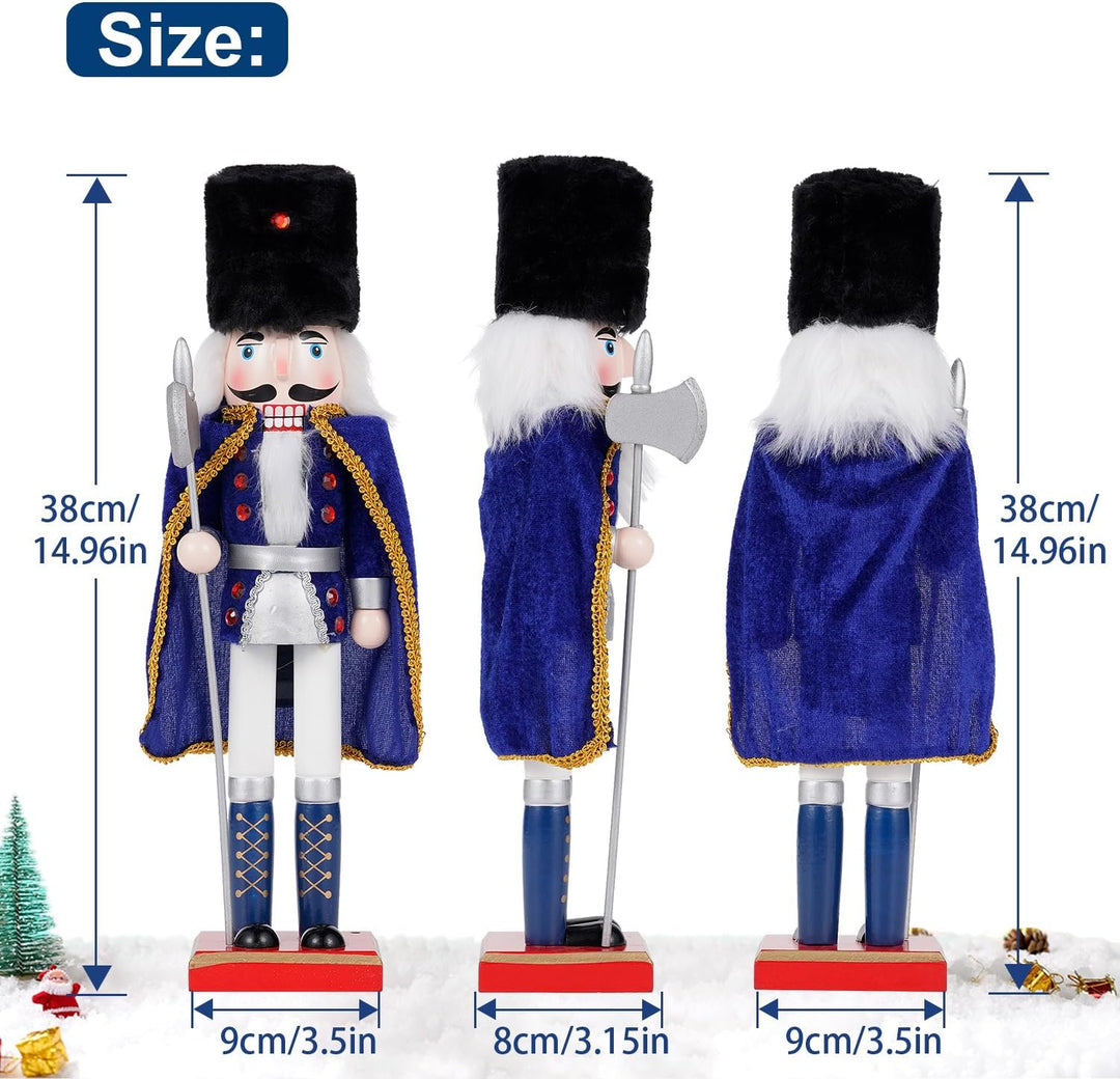 COMBIUBIU 38 cm Nussknacker Figuren Holz Nussknacker Soldaten,Traditionelle Weihnachten Nussknacker