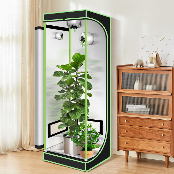 Daromigo Growzelt 60x60x180 cm Grow Tent 600D Oxford Grow Box Lichtdicht und Wasserdicht Pflanzenzel