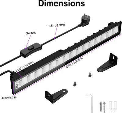 Onforu 2er 27W LED Schwarzlicht, UV Strahler mit Schalter, IP66 Wasserdicht Schwarzlichtlampe, UVA 4