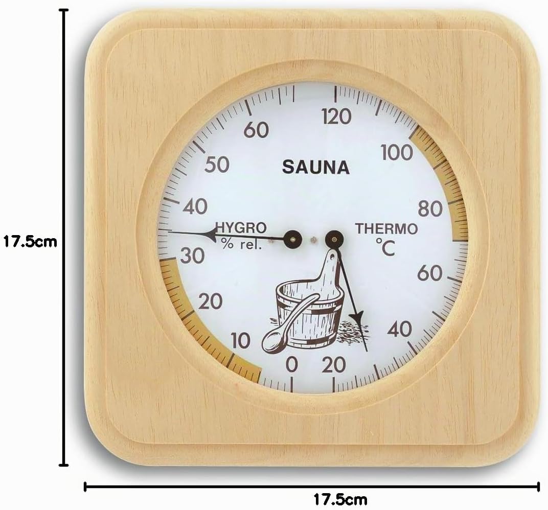 TFA Dostmann Analoges Sauna-Thermo-Hygrometer, mit Holzrahmen, Temperatur, Luftfeuchtigkeit, hitzebe