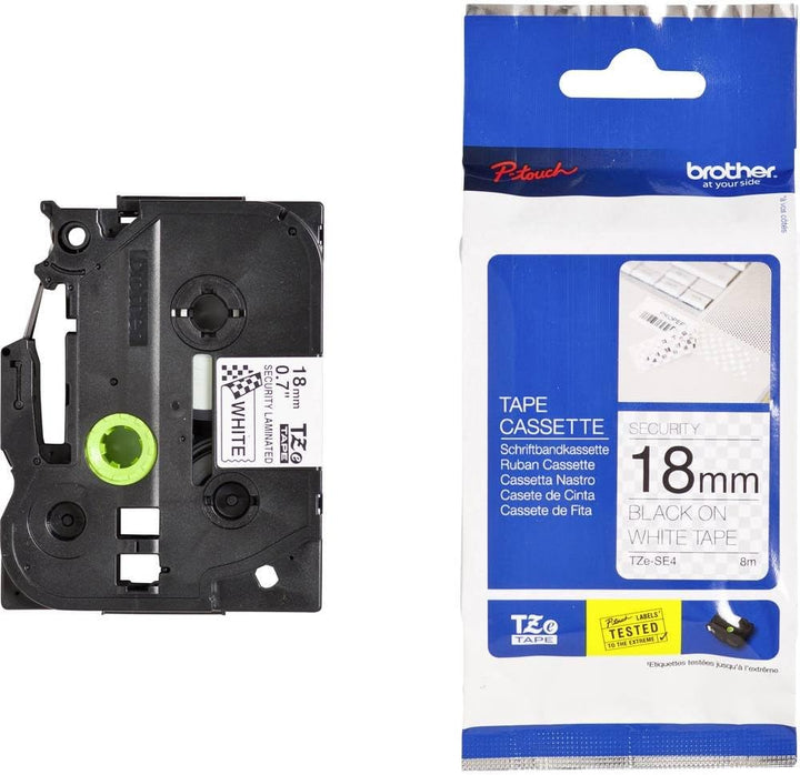 Brother Original P-touch Sicherheits- und Siegelband TZe-SE4 18 mm, schwarz auf weiss (kompatibel u.