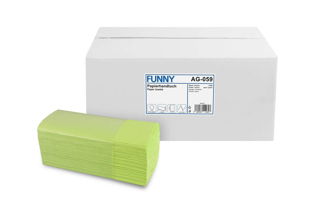 Funny Papierhandtuch, ZZ/V-Falz, 25 x 23 cm, 2lag, grün, 4000 Blatt, 1er Pack (1 x 1 Stück)