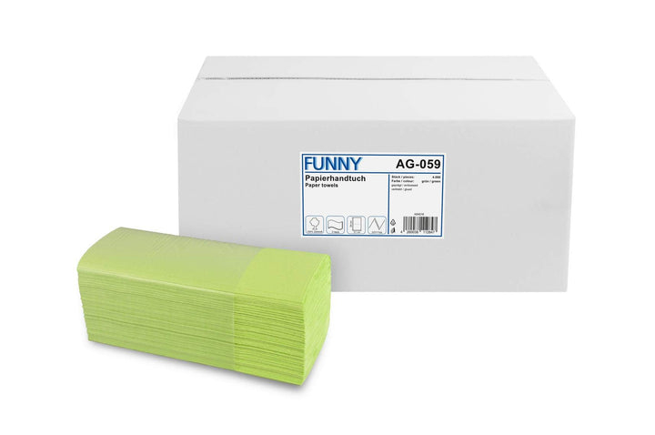 Funny Papierhandtuch, ZZ/V-Falz, 25 x 23 cm, 2lag, grün, 4000 Blatt, 1er Pack (1 x 1 Stück)
