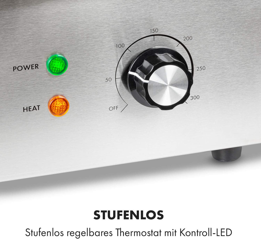 Klarstein Elektrogrill, Grillplatte, Elektrische Grillplatte, Tischgrill, Elektrogrill aus Edelstahl