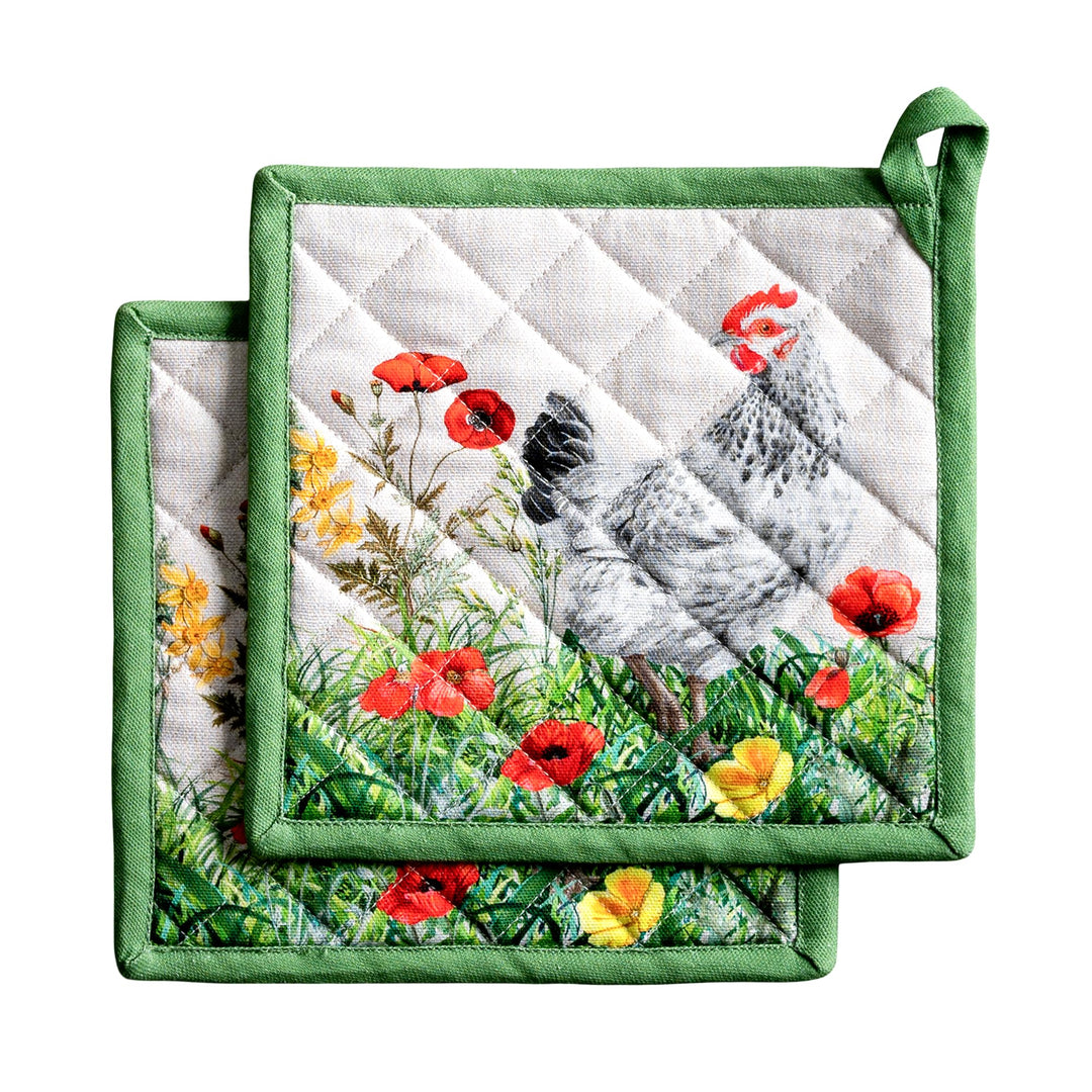 Maison d' Hermine Topflappen, 100% Baumwolle, Ostern-Topfhalter, 2er-Set, hitzebeständig, mit Schlei