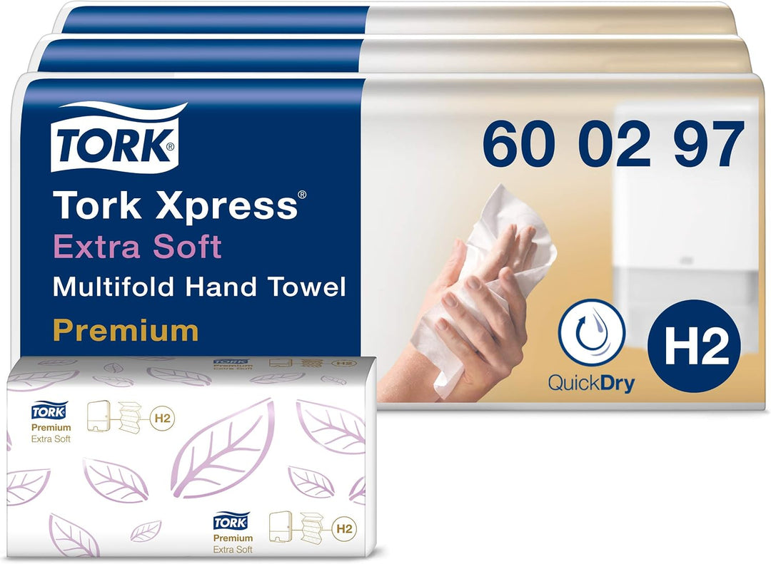Tork Xpress extra weiche Multifold Papierhandtücher 600297 weiss, 21 x 100 Tücher &amp; Xpress Tischspen