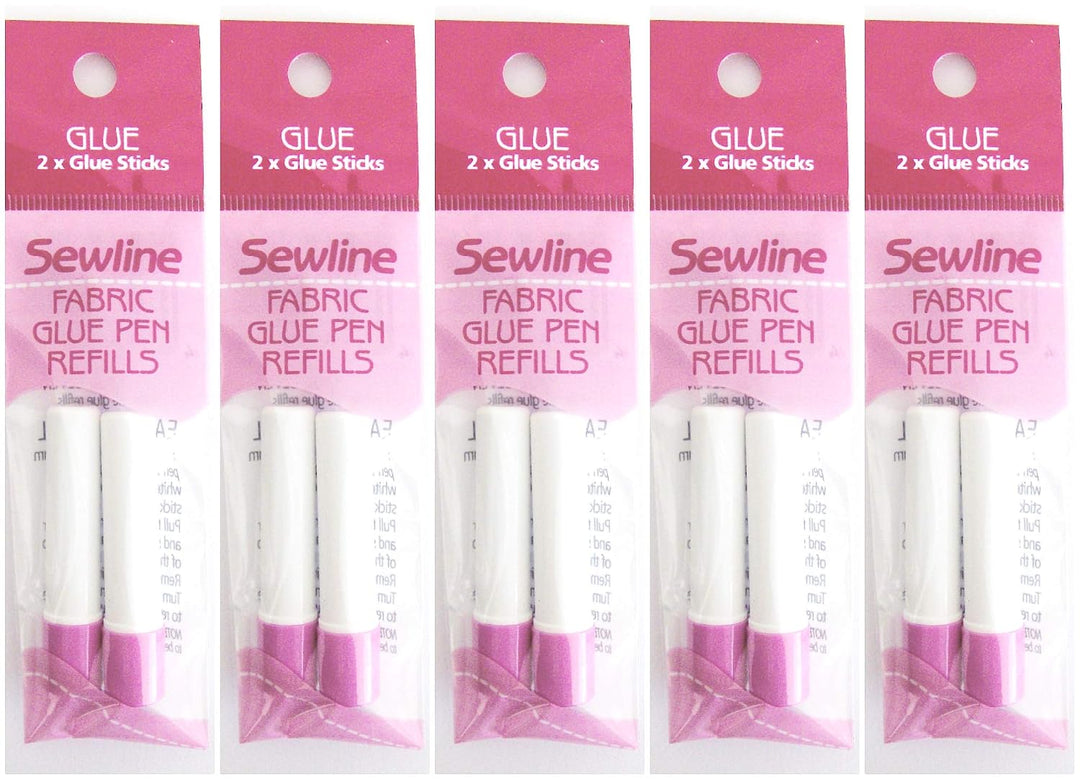 Sewline Textilklebestift plus 5 x Doppel-Nachfüllpackung, EPP, keine Nadeln, trocknet klar, Nähen un