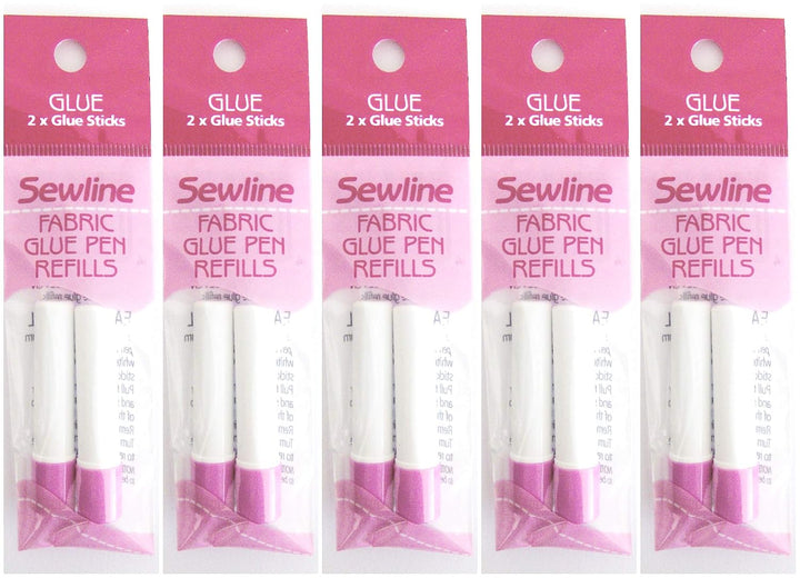 Sewline Textilklebestift plus 5 x Doppel-Nachfüllpackung, EPP, keine Nadeln, trocknet klar, Nähen un