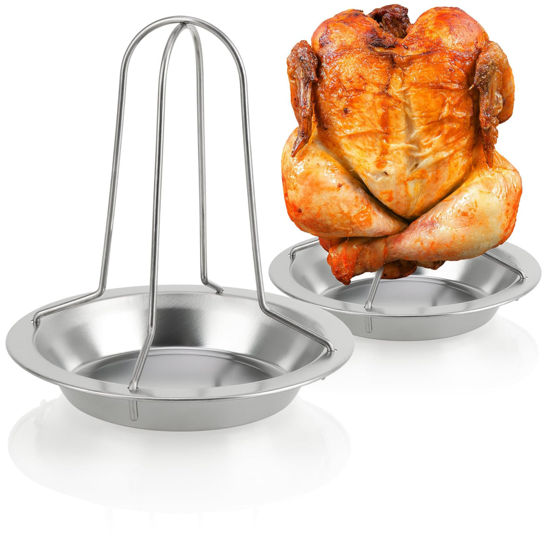 COM-FOUR® 2x BBQ Hähnchenbräter für perfekte Grillhähnchen, Geflügelhalter zum Garen von Brathähnche