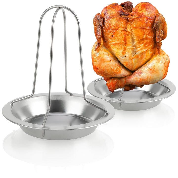 COM-FOUR® 2x BBQ Hähnchenbräter für perfekte Grillhähnchen, Geflügelhalter zum Garen von Brathähnche