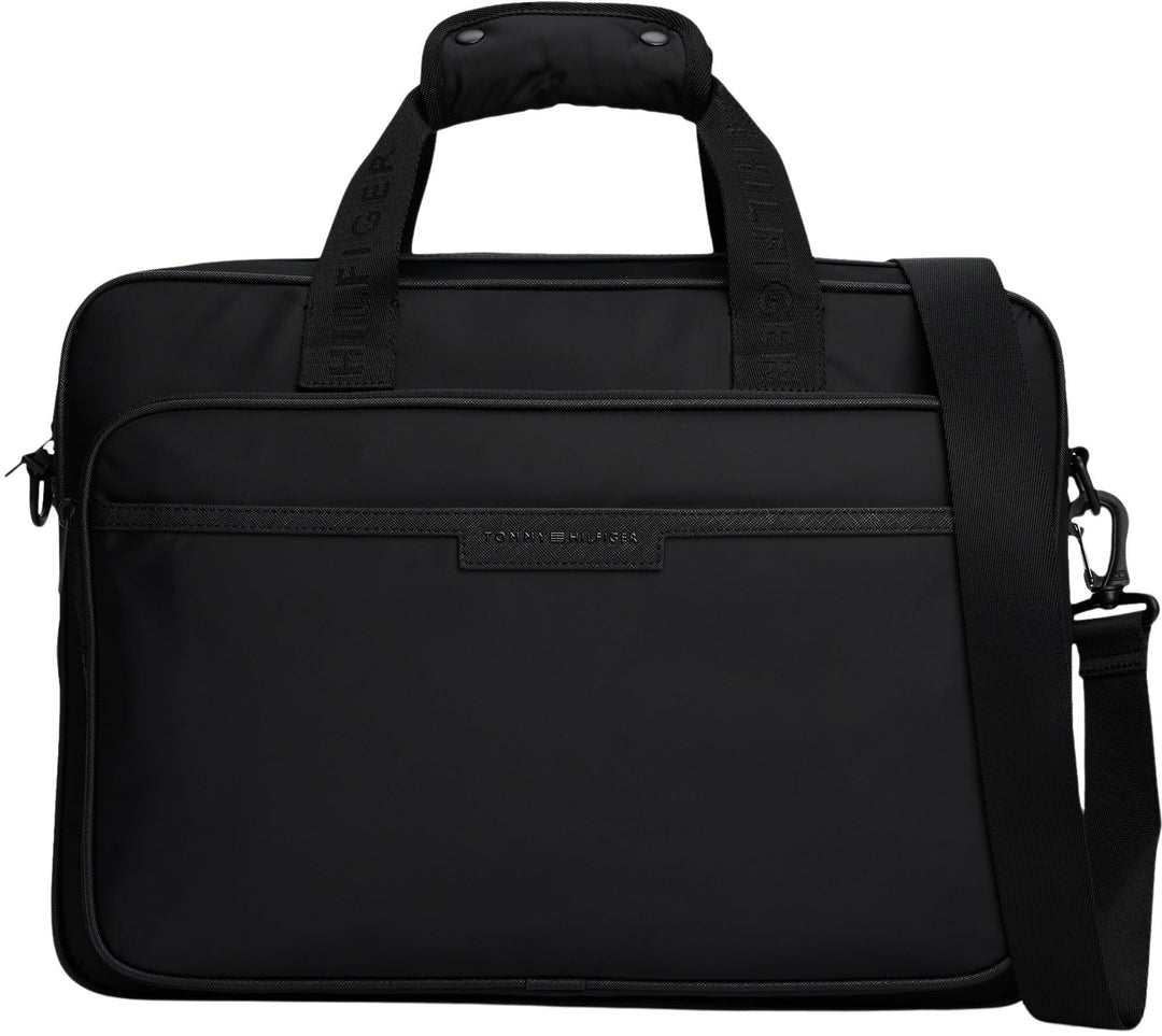 Tommy Hilfiger Herren Laptoptasche Repreve mit Trolley-Riemen, Schwarz (Black), Einheitsgrösse Black