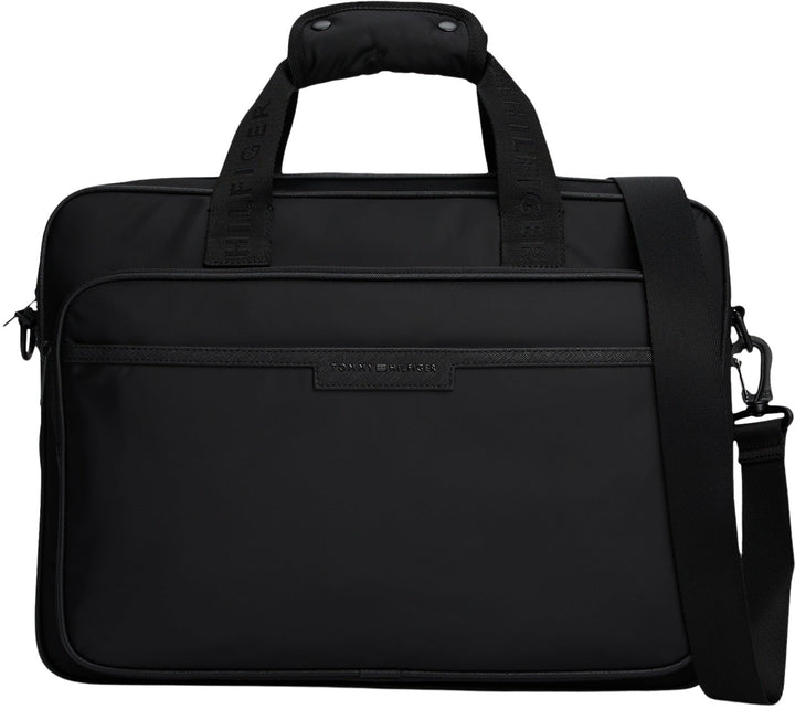 Tommy Hilfiger Herren Laptoptasche Repreve mit Trolley-Riemen, Schwarz (Black), Einheitsgrösse Black