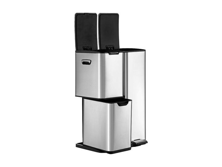 Vente-unique Tretabfalleimer aus Edelstahl - 3 Behälter - 60 l - DUMEO