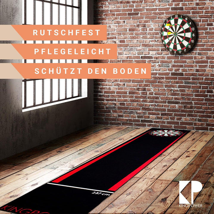 Kingpower Dartteppich mit Abwurflinie, Dart Zubehör mit Motiv, Dartmatte mit Oche, pflegeleichter Te