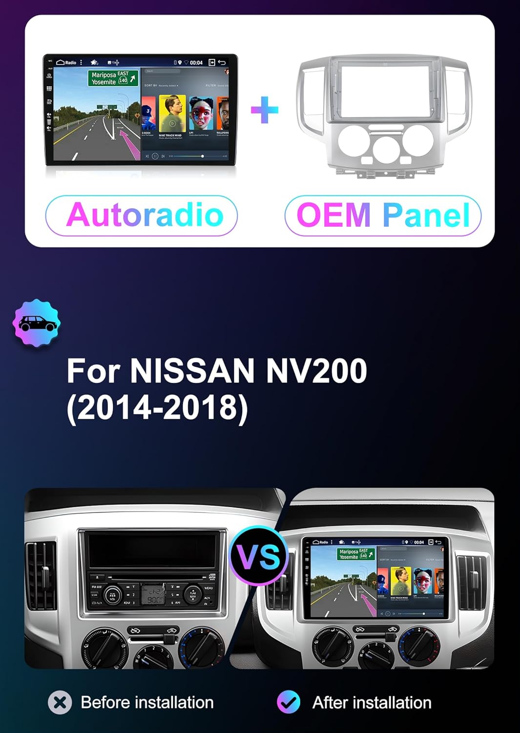 [6GB+128GB] Android 14 Autoradio für Nissan NV200 2014-2018-[Integriertes CarPlay/Android Auto/DSP/G