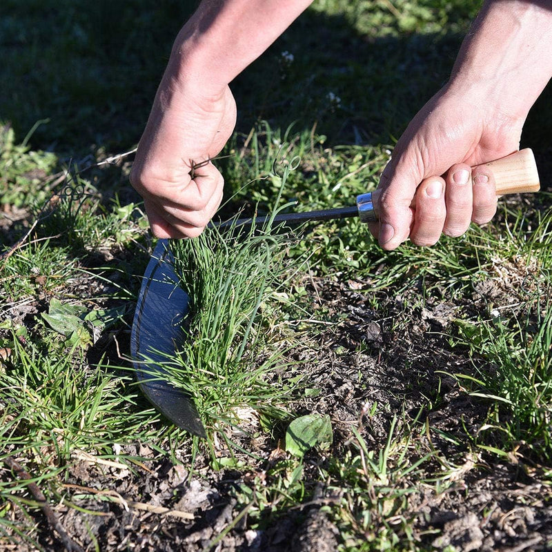 Kleine Sensensichel/Sichel inkl. gratis Schleifstein - mit Holzstiel - für Rechtshänder 14 cm