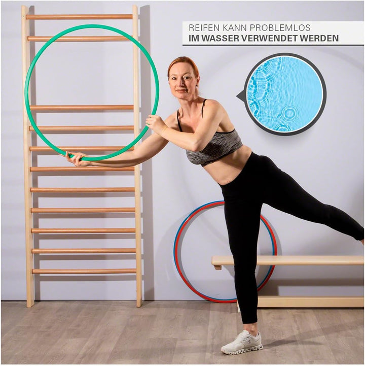 Gymnastikreifen aus Kunststoff, Set: je 1x blau, grün, rot, gelb Ø 70cm, Ø 70cm