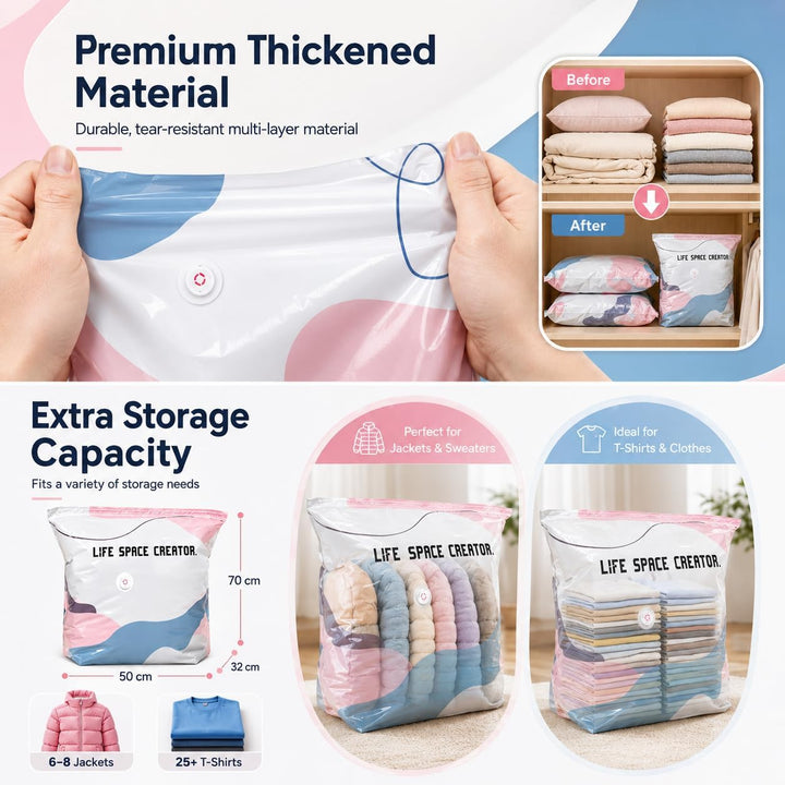 Vakuumbeutel Ohne Pumpe, No-Pump 3D Vacuum Life Space Creator Storage | Vacuum Storage Bags,4 Stück