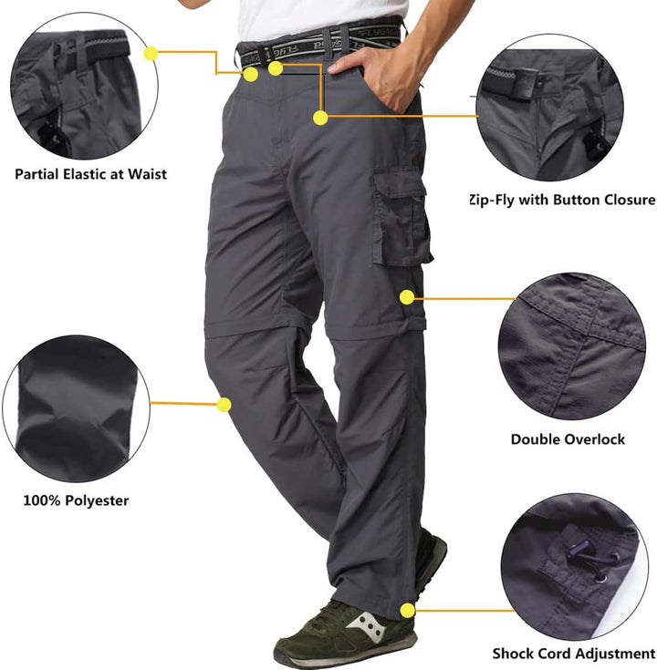 Herren Wanderhose Zip Off Leichte Atmungsaktiv Schnell Trockend Trekkinghose Abnehmbar Funktionshose