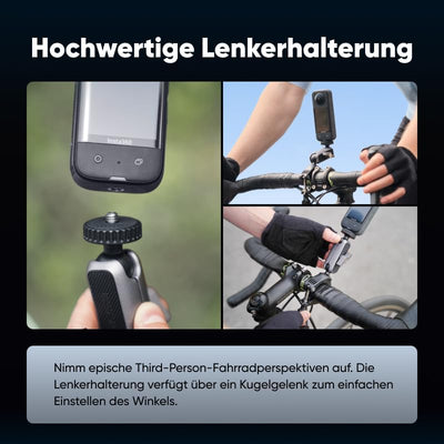 Insta360 X3 Fahrrad-Kit - wasserdichte 360°-Actionkamera mit 1/2"-Sensor, 5,7K 360°, 72MP 360°-Fotos