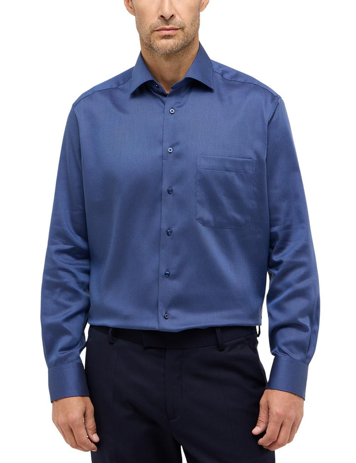 ETERNA Male Cover Shirt unifarben Comfort FIT 47 Blau(07), 47 Blau(07)