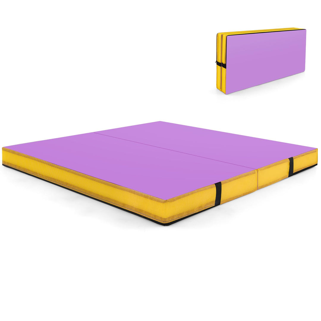 GOPLUS turnmatte klappbar, gymnastikmatte aus Kunstleder, Weichbodenmatte mit Griffe & Reissverschlu